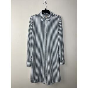 Faherty Navy and White Striped Long Sleeve Dress